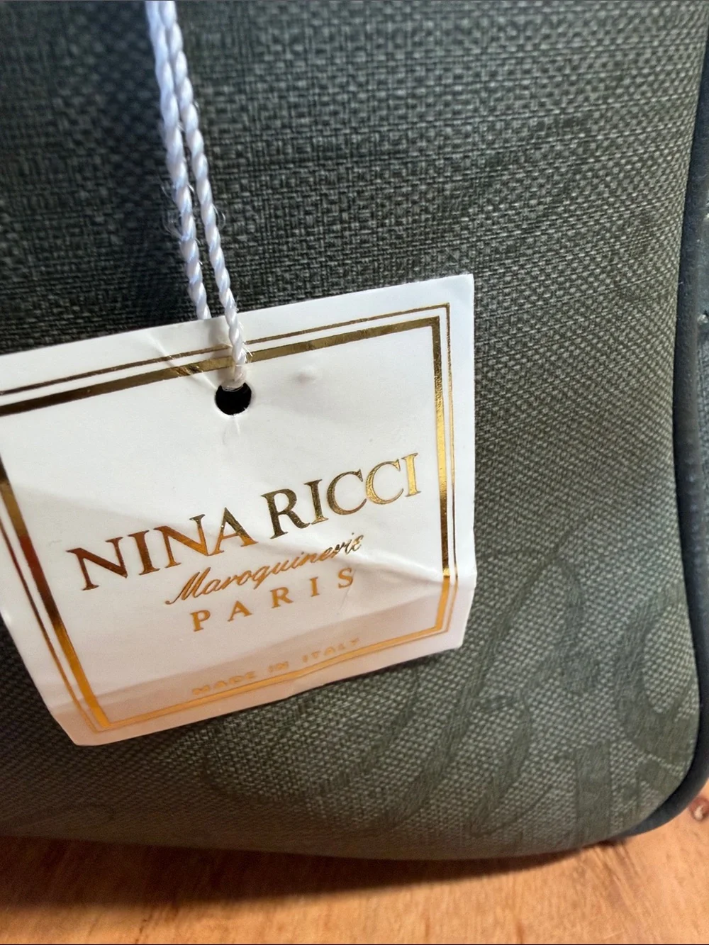 Nina Ricci 2010s Parisian Bottle Green Monogram Satchel Crossbody Bag